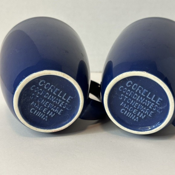 CORELLE Coordinates Stoneware Cup/Mugs Royal Deep Blue Set of 2 China Clean - Picture 5 of 11
